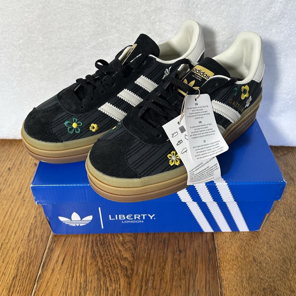 Adidas Womens Size 6.5 Gazelle Bold Liberty London Platform Core Black Shoes